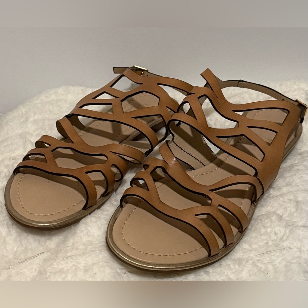 Kate Spade New York Aster Flat Sandals Tan Brown Leather Women’s 9.5M - Picture 2 of 6